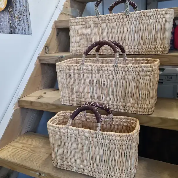 REED BASKET WITH LEATHER Handles - Image 3