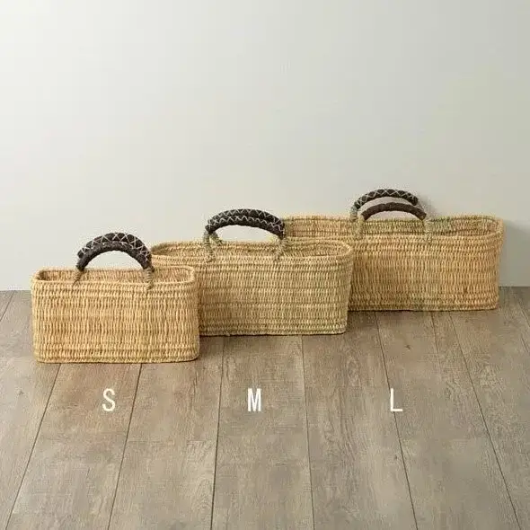 REED BASKET WITH LEATHER Handles - Image 5